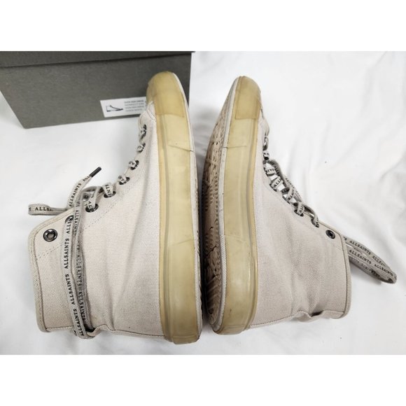 All Saints Men's Sz. 9 Jaxon High Top Canvas Trainers in Chalk White - Picture 7 of 9